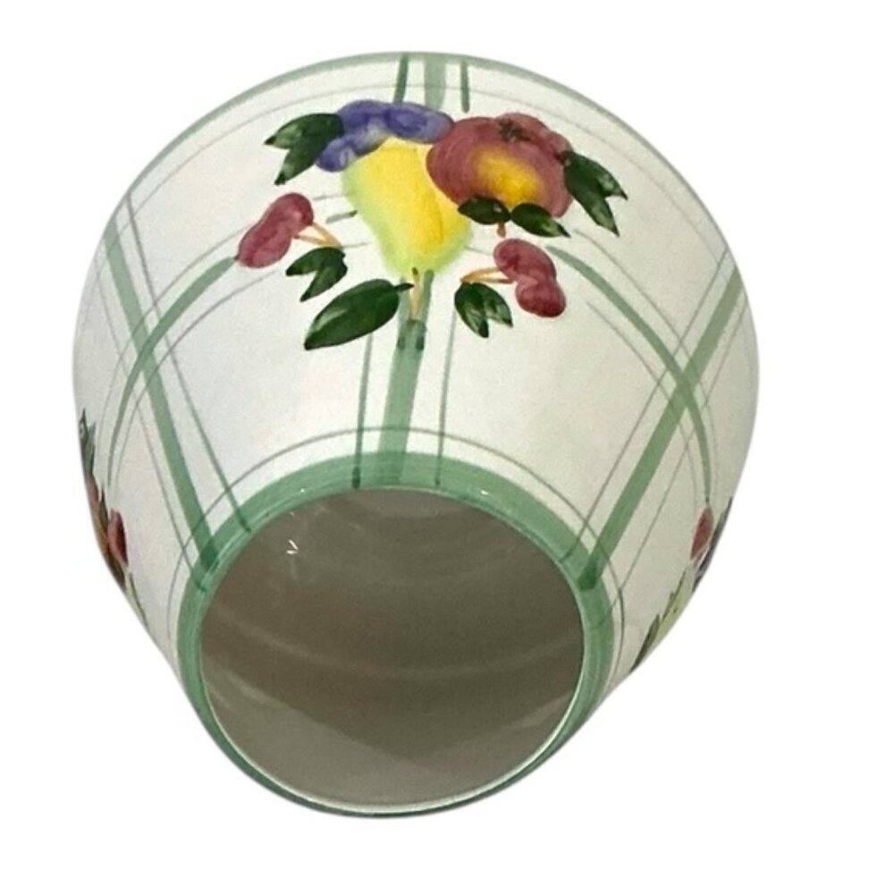 Candle Lamp Shade Topper Raised Fruit Green White Farmhouse Plaid Large 5” - Picture 12 of 16